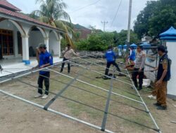 Wujud Empati Atas Musibah Kebakaran di Desa Lido, Polsek Belo dan Unsur Forkompicam Belo Gelar Gotong Royong dan Siapkan Tenda Pengungsian.