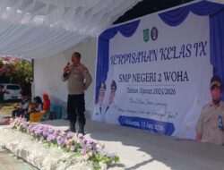 Hadiri Tasyukuran dan Pelepasan Kelas IX SMPN 2 Woha Ini Pesan Kapolsek Woha